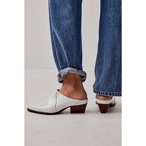 Free People New Frontier Western Mules White Patent Sz:37.5Eu/ 7US Ret$148